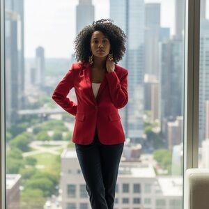 The Limited One Button Career Blazer in Vibrant Red